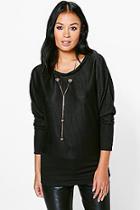 Boohoo Lucy Fine Knit Jumper With Necklace