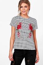Boohoo Petite Lana Embroidered Stripe T-shirt