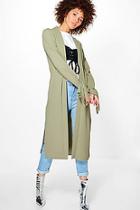 Boohoo Maria Tie Cuff Woven Duster