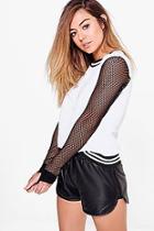 Boohoo Petite Abi Contrast Mesh Sleeve Sweat