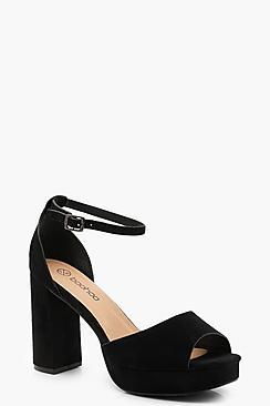 Boohoo Extra Wide Fit Peeptoe Platform Heels