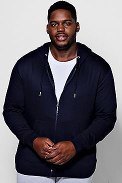 Boohoo Big And Tall Basic Zip Through Hoodie