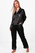 Boohoo Plus Emily Embroidered Initial Shirt & Trouser Set