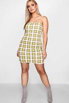 Boohoo Plus Lottie Square Neck Checked Mini Dress