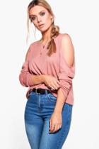 Boohoo Plus Maya Cold Shoulder Knitted Tunic Rose