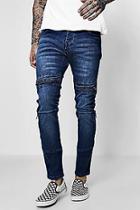 Boohoo Skinny Fit Panelled Jeans With Zip Detailing