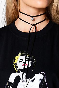 Boohoo Skinny Cord Pendant Tie Up Choker