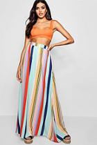 Boohoo Natalia Woven Stripe Floor Sweeping Maxi Skirt
