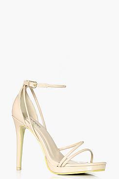 Boohoo Leah Patent Platform Cross Strap Heels