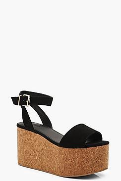 Boohoo Cork Platform Wedges