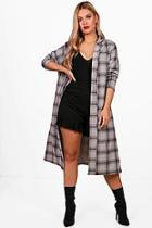 Boohoo Plus Amber Check Duster Jacket