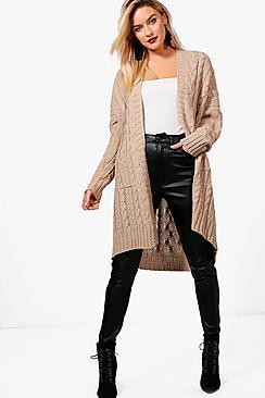 Boohoo Slouchy Cable Knit Cardigan
