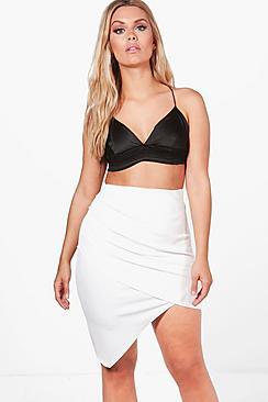 Boohoo Plus Kelly Wrap Front Mini Skirt