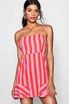 Boohoo Leanne Knot Back Ruffle Hem Mini Dress