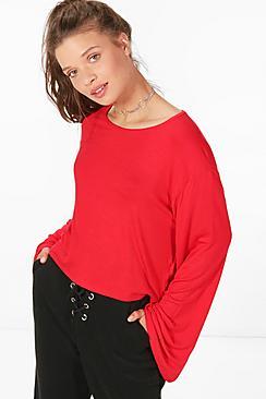 Boohoo Amy Basic Wide Sleeve Slouchy Top