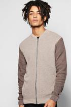 Boohoo Contrast Zip Through Knitted Bomber Taupe