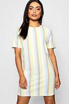 Boohoo Maisie Pastel Stripe Short Sleeve Shift Dress
