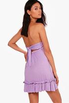 Boohoo Lily Tie Back Drop Hem Off Shoulder Swing Dress