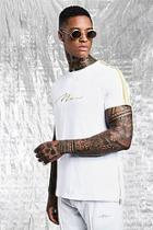 Boohoo White & Gold Man Signature Tape T-shirt