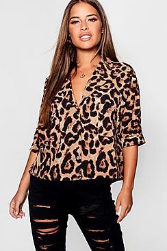 Boohoo Petite Madeline Leopard Print Shirt
