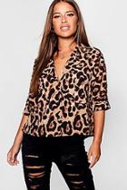 Boohoo Petite Madeline Leopard Print Shirt
