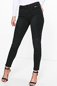 Boohoo Petite Mya Biker Skinny Jeans