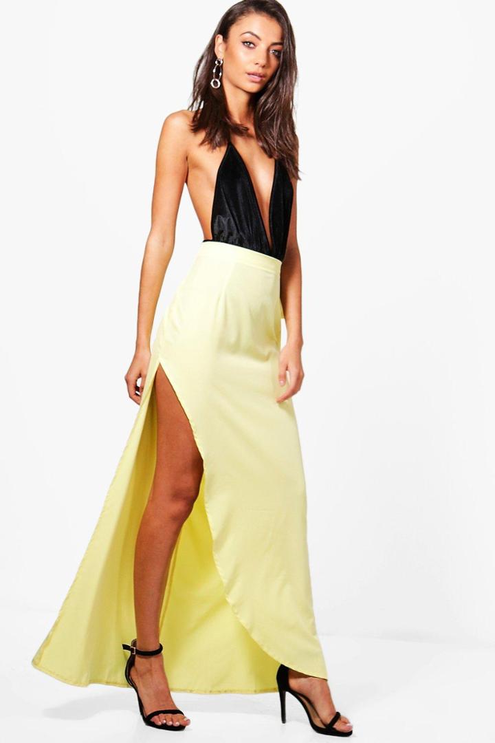 Boohoo Tall Skyler Woven Maxi Skirt Yellow