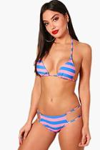 Boohoo Bahamas Stripe Triangle Bikini