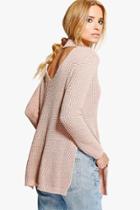 Boohoo Brooke Choker Plunge V-back Oversized Jumper Nude