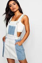 Boohoo Contrast Denim Patchwork Denim Pinafore