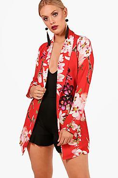 Boohoo Plus Kerry Oriental Print Blazer