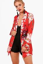 Boohoo Plus Kerry Oriental Print Blazer