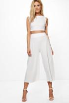 Boohoo Sally Boxy Crop Top & Culotte Co-ord Ivory