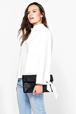 Boohoo Daisy Tie Detail Cuff Shirt