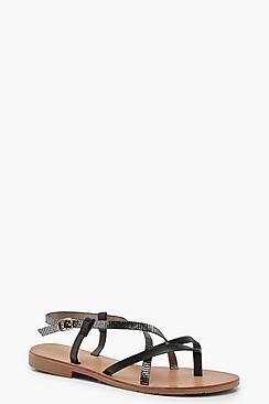Boohoo Assymetric Flat Sandals