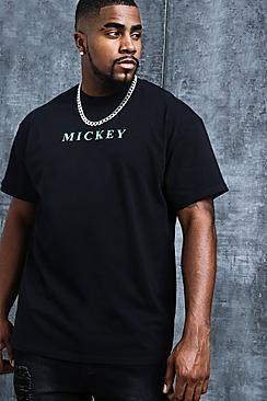 Boohoo Disney Big And Tall Mickey Back Print Tee