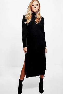 Boohoo Poppy Rib Knit Maxi Dress