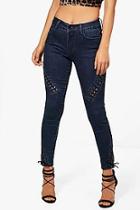 Boohoo Lace Up Detail Skinny Jeans
