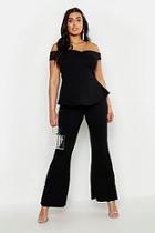 Boohoo Plus Off The Shoulder Top & Flared Trouser Co-ord