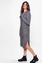 Boohoo Niamh Oversized Cable Knit Jumper Dress Grey