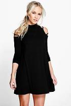 Boohoo Petite Holly Strappy Cold Shoulder Swing Dress