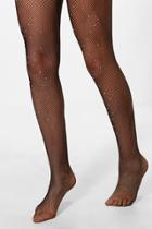 Boohoo Lacey Holographic Gem Fishnet Tights Black