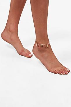 Boohoo Rachel Star & Diamante Anklet