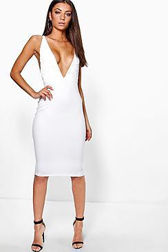 Boohoo Tall Sophia Lace Plunge Midi Dress