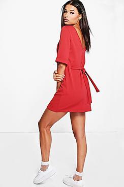 Boohoo Angharad Tie Back Shift Dress