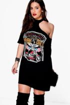 Boohoo Plus Alice Choker Detail T-shirt Dress Black