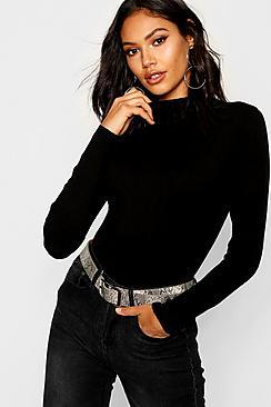 Boohoo Knitted Premium Turtle Neck Top