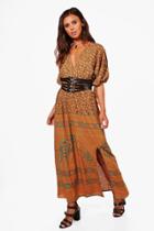 Boohoo Petite Isobel Kimono Printed Maxi Dress Multi