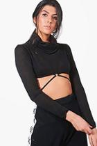 Boohoo Jennifer Knitted Extreme Crop Roll Neck Top