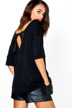 Boohoo Tiffany Tie Back Oversized T-shirt Black